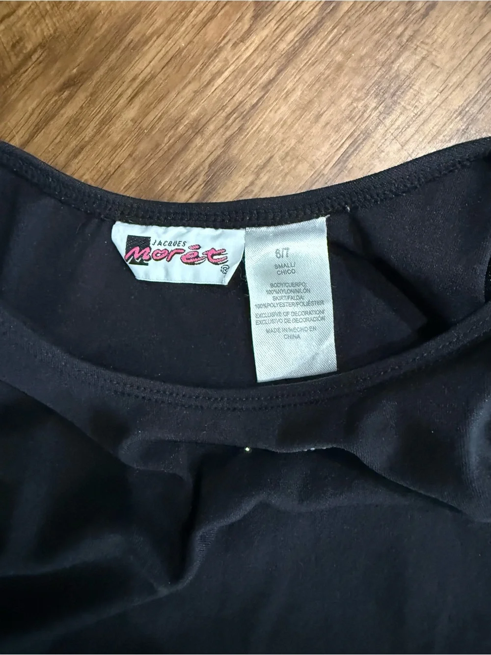 Jacques Moret Black Sparkle Ballet Dance Leotard with Ruffle Sleeves